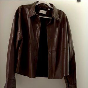 Babaton Vegan Leather Pelli Hip Shirt Jacket